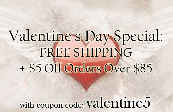 Valentines Day Special: FREE SHIPPING + 5 Off Orders Over 85